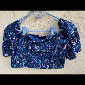 Festival Blue Rayon Stretchy Halter tube top